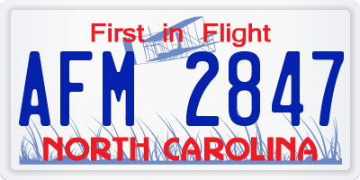 NC license plate AFM2847