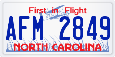 NC license plate AFM2849