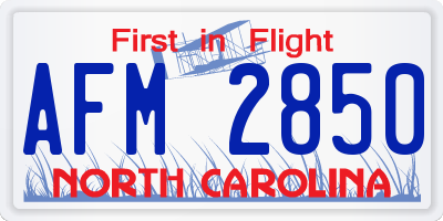 NC license plate AFM2850
