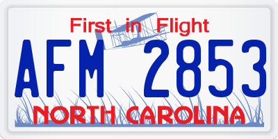 NC license plate AFM2853