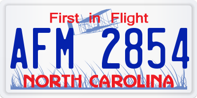 NC license plate AFM2854