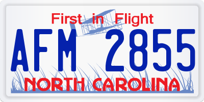 NC license plate AFM2855