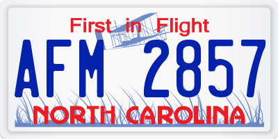 NC license plate AFM2857
