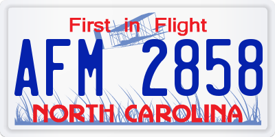 NC license plate AFM2858