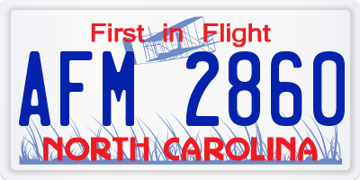 NC license plate AFM2860