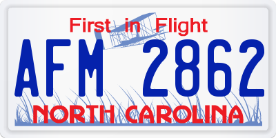 NC license plate AFM2862