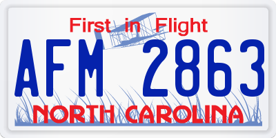 NC license plate AFM2863