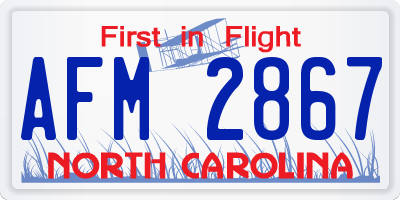 NC license plate AFM2867