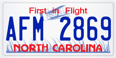 NC license plate AFM2869