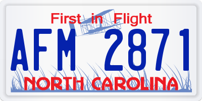 NC license plate AFM2871