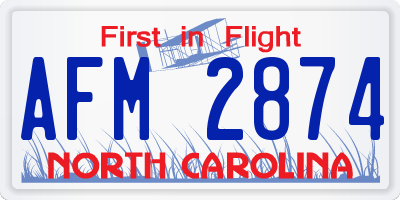 NC license plate AFM2874