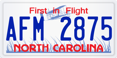 NC license plate AFM2875