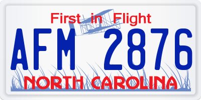 NC license plate AFM2876