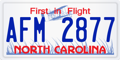 NC license plate AFM2877