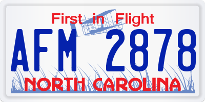 NC license plate AFM2878
