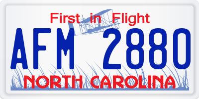 NC license plate AFM2880