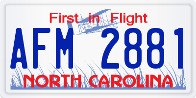 NC license plate AFM2881