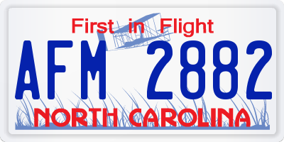 NC license plate AFM2882