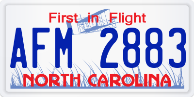 NC license plate AFM2883