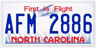 NC license plate AFM2886