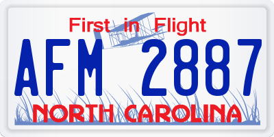 NC license plate AFM2887