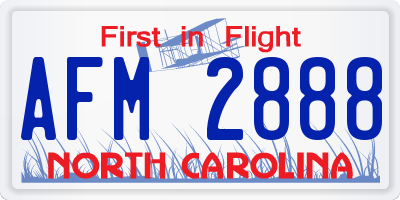 NC license plate AFM2888