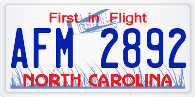 NC license plate AFM2892
