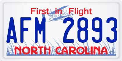 NC license plate AFM2893