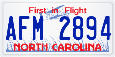 NC license plate AFM2894