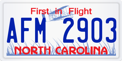 NC license plate AFM2903