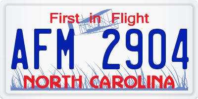 NC license plate AFM2904