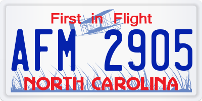 NC license plate AFM2905