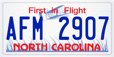 NC license plate AFM2907