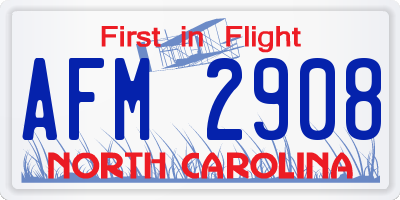 NC license plate AFM2908