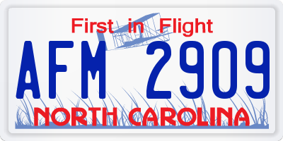 NC license plate AFM2909
