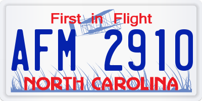 NC license plate AFM2910