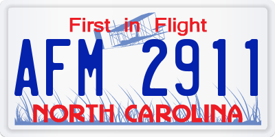 NC license plate AFM2911
