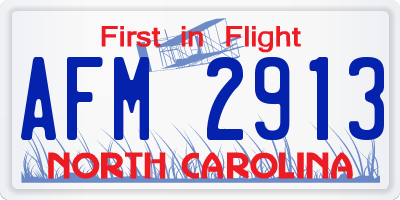 NC license plate AFM2913