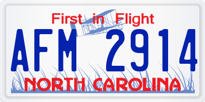 NC license plate AFM2914