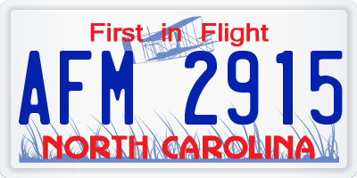 NC license plate AFM2915