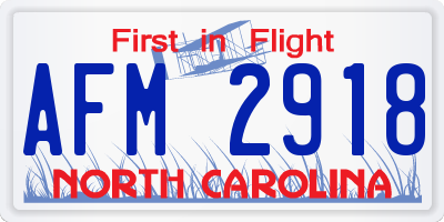 NC license plate AFM2918