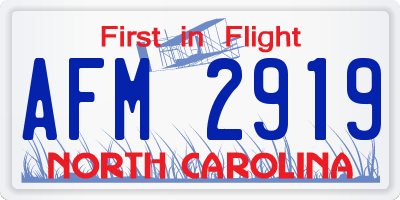 NC license plate AFM2919