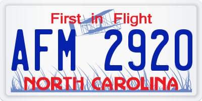 NC license plate AFM2920