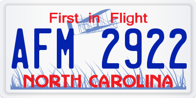 NC license plate AFM2922