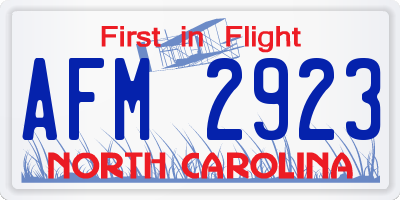 NC license plate AFM2923