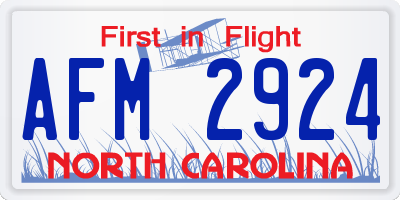 NC license plate AFM2924