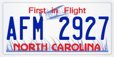 NC license plate AFM2927