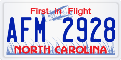 NC license plate AFM2928