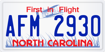 NC license plate AFM2930