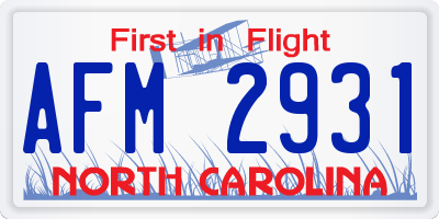 NC license plate AFM2931